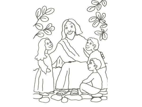 infantil de Jesús con los niños para colorear