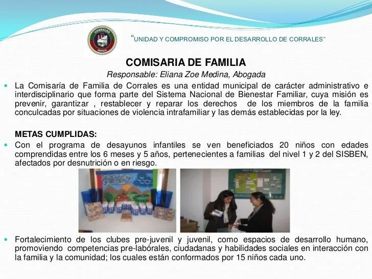 Informe Comisaría de Familia, Alcaldía de Corrales Boyacá