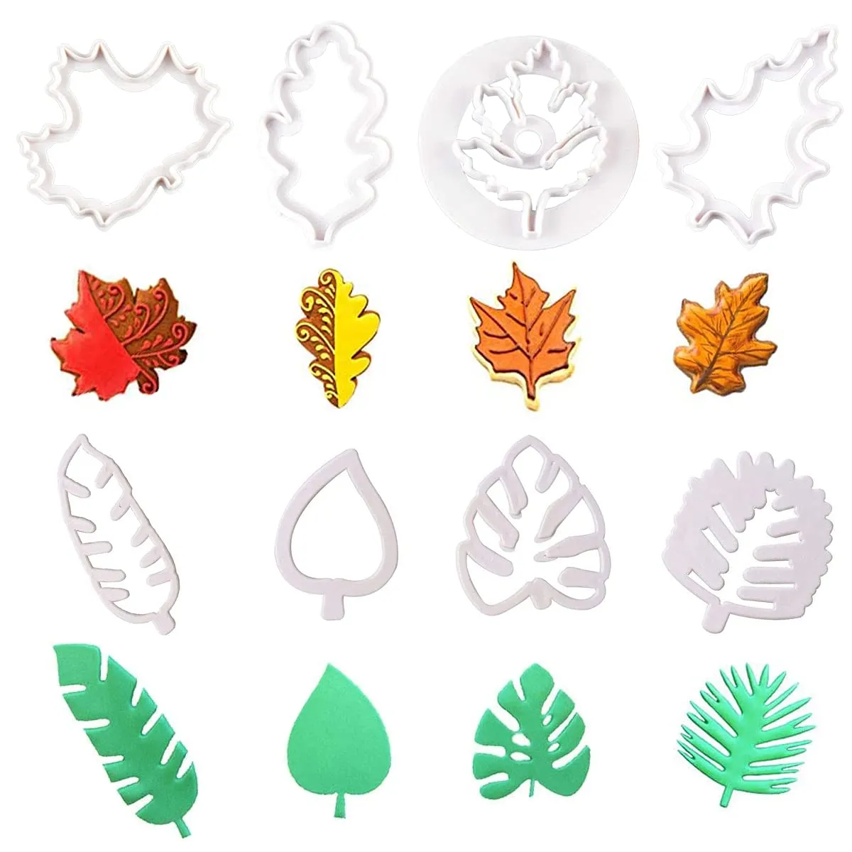 INSPEE 8 moldes para galletas con hojas tropicales de otoño y hojas hawaianas, hojas de palmera INSPEE 8 moldes para galletas con hojas tropicales de otoño y hojas hawaianas, hojas de palmera