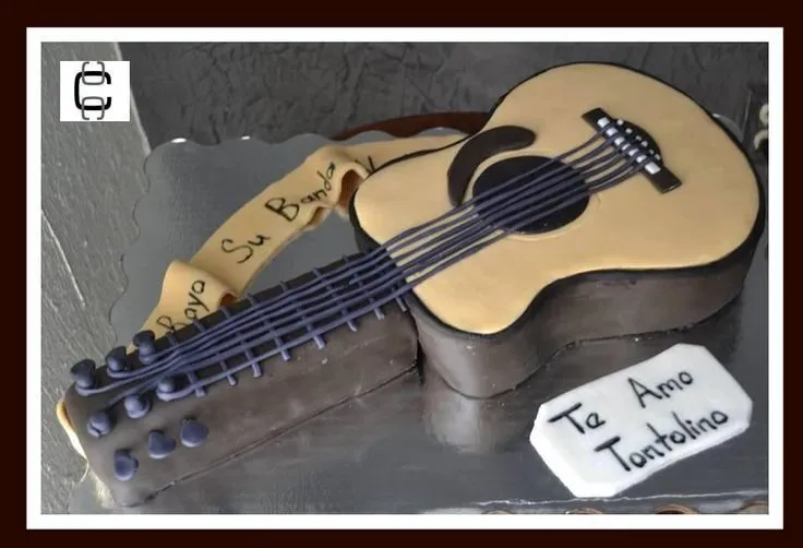 2D FONDANT GUITAR CAKE (Pastel en forma de guitarra) | Proyectos ...
