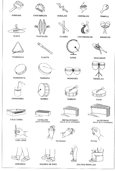 Instrumentos de percusion para colorear - Imagui