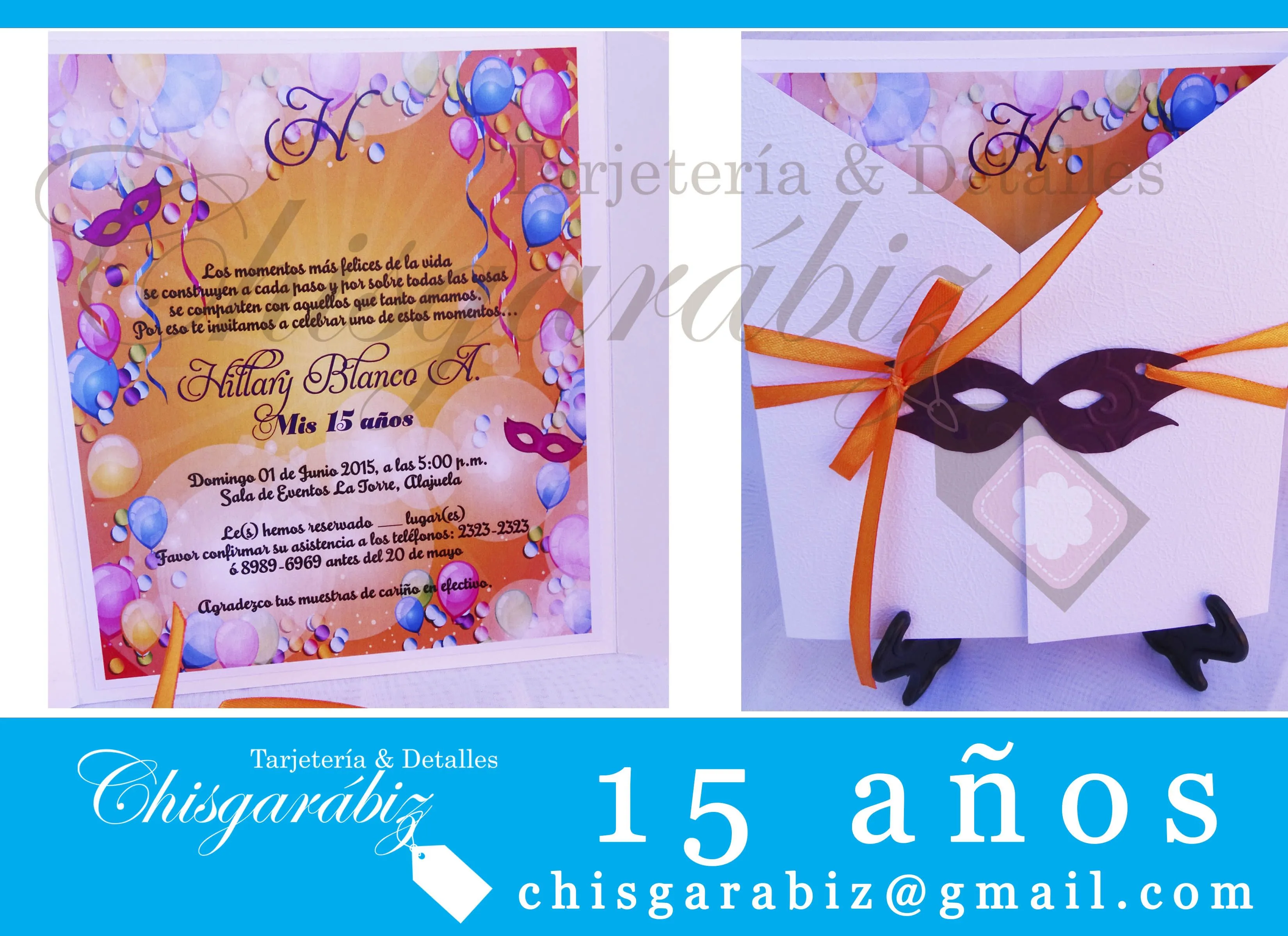 Invitación 15 años Carnaval, en Costa Rica, chisgarabiz@gmail.com