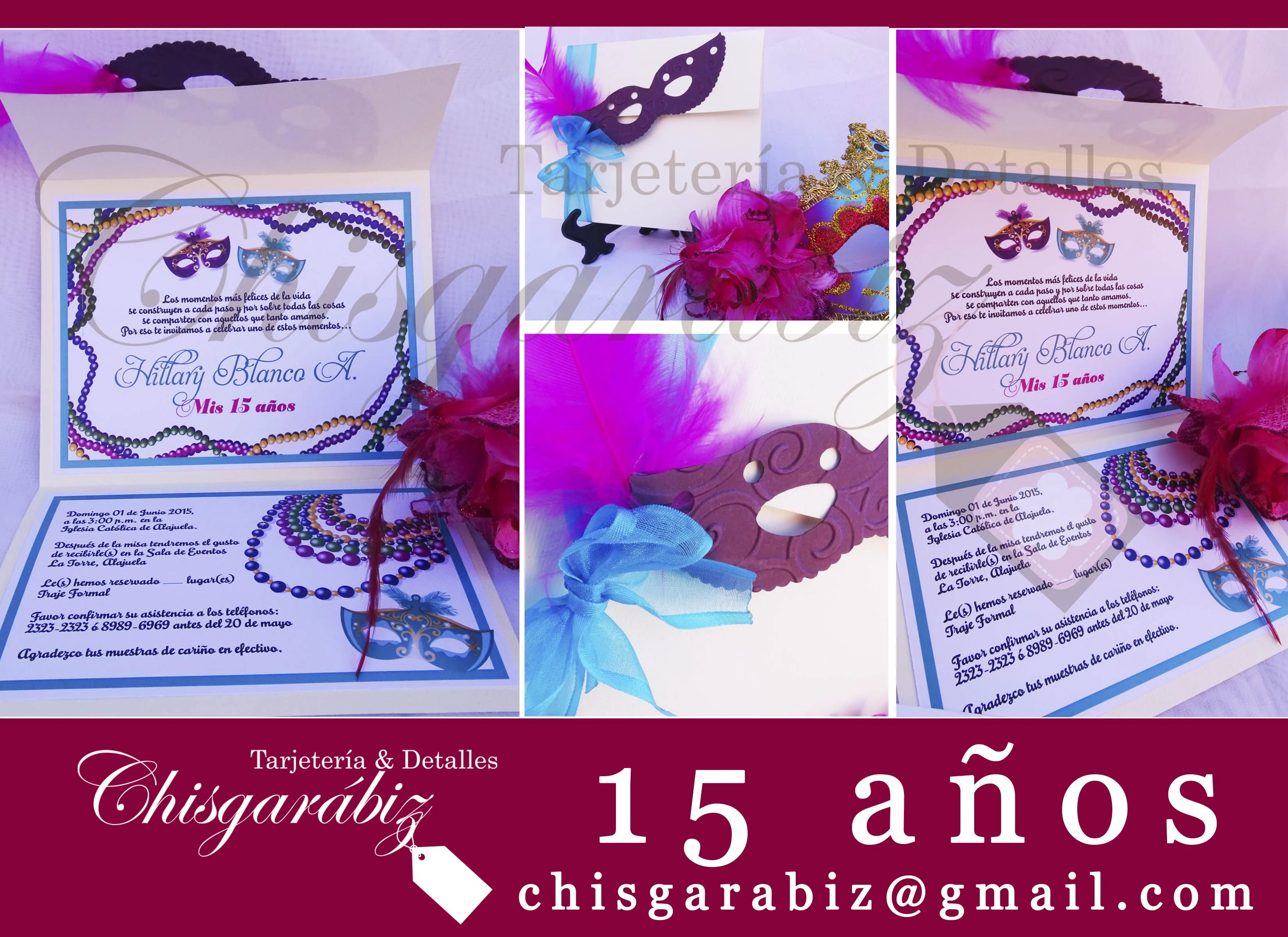 Invitación 15 años Carnaval, en Costa Rica, chisgarabiz@gmail.com