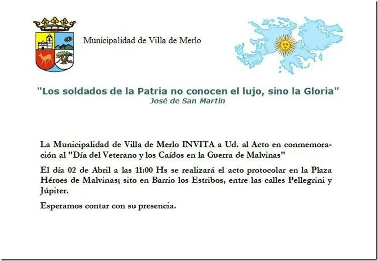 Invitación acto del 2 de abril | Municipalidad de la Villa de ...