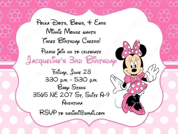 Invitación Minnie Mouse rosa - Imagui