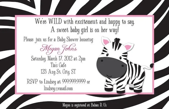 Invitaciónes para baby shower con zebra - Imagui