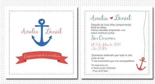 invitacion de boda modelo "marinera" | Varios | Pinterest