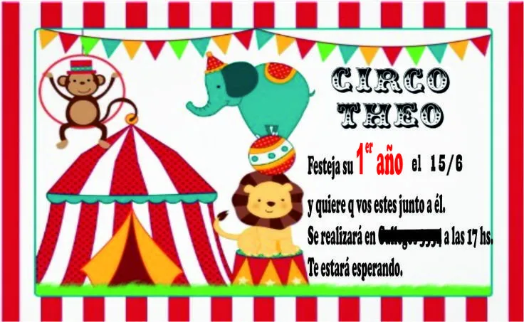 invitacion circo | Cumpleaños Circo | Pinterest