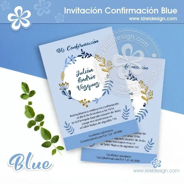 Invitación Confirmación Blue | kireidesign