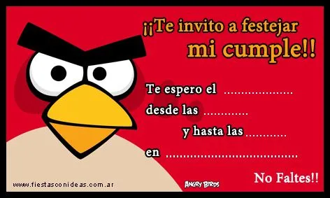 Invitaciones gratis de Angry Birds para imprimir - Imagui