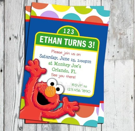 Invitación del cumpleaños Elmo: Sésamo por partyprintouts en Etsy
