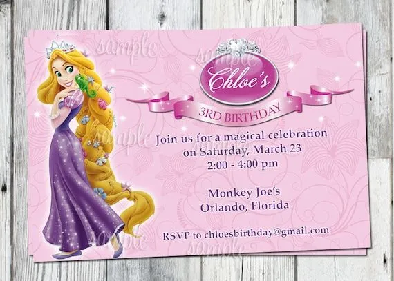 Invitación del cumpleaños enredado: Rapunzel por partyprintouts