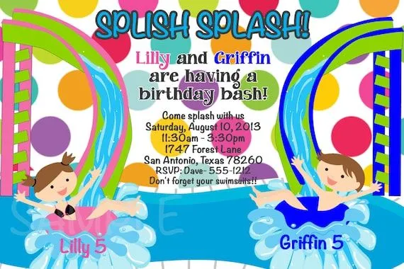 Invitación de cumpleaños fiesta de piscina por OneWhimsyChick