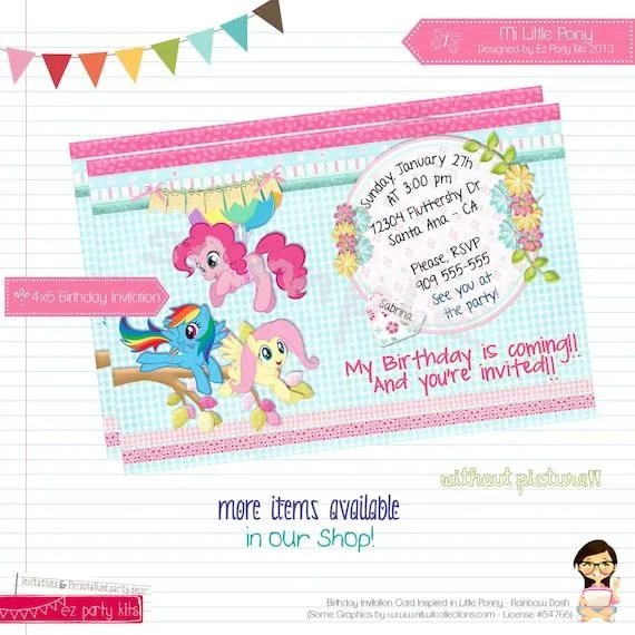 Invitaciónes para cumpleaños de My Little Pony para imprimir ...