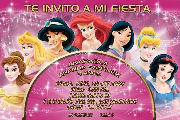 Invitación de cumpleaños de princesa gratis - Imagui