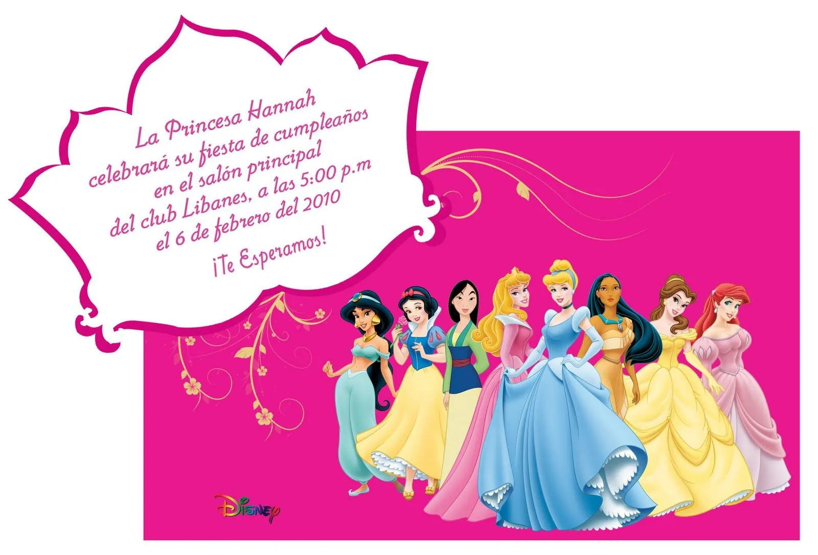 invitacion de cumpleanos princesas