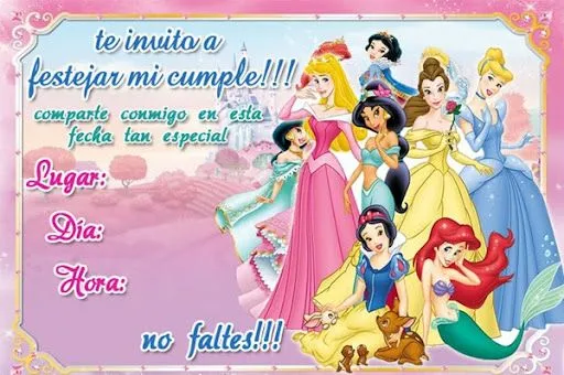 Tarjeta de princesas para cumpleaños de niña - Imagui