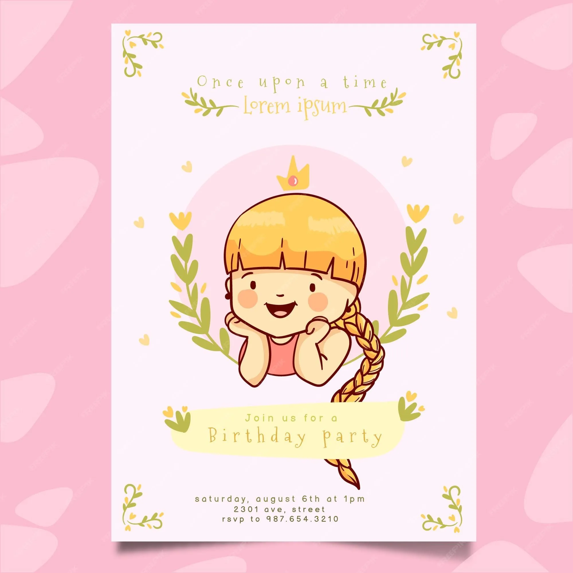 Invitación de cumpleaños de rapunzel | Vector Gratis Invitación de cumpleaños de rapunzel | Vector Gratis