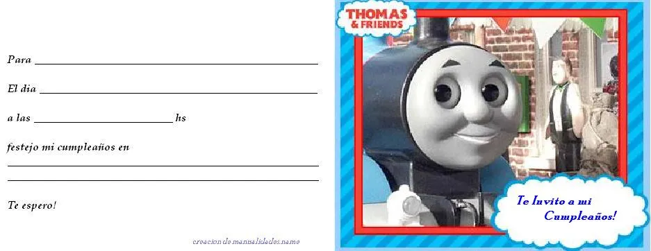 Invitacion de cumpleaños de Thomas y Sus Amigos en Manualidades ...