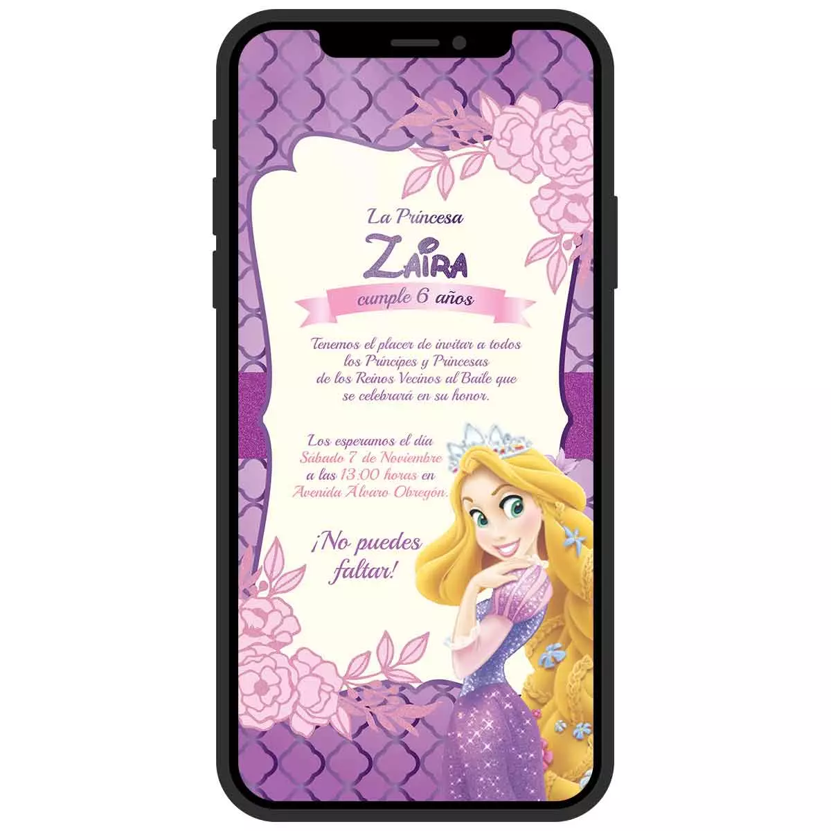 Invitación Digital Rapunzel - Divino Detalle Invitación Digital Rapunzel - Divino Detalle