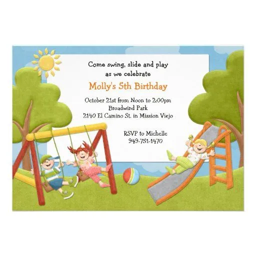 Invitación de la fiesta de cumpleaños del parque de Zazzle.