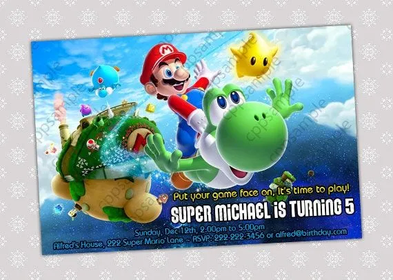 Invitación fiesta del Super Mario Bros por CreativePartyPixels