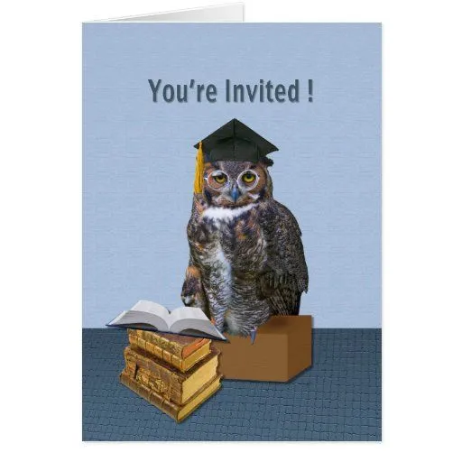 Invitación de la graduación, búho chistoso tarjeta de felicitación ...