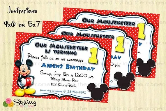 Invitación para imprimir de Mickey Mouse por Stylingthemoment