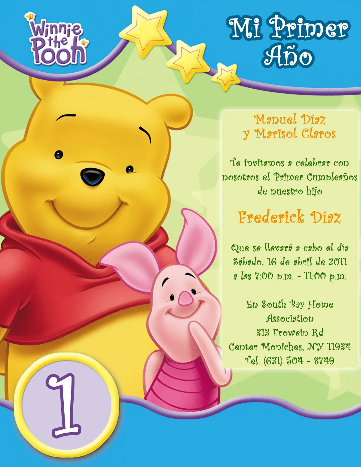 Invitación Infantil de Cumpleaños - Winnie the Pooh - 1 Año ...