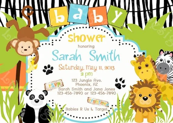 Jungle Baby Shower Invitation Printable party por luvbugdesign