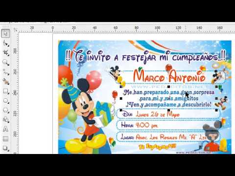 Invitacion de Mickey Mouse Para Imprimir en Corel Draw X4 - YouTube