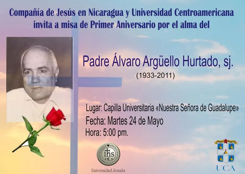 Invitación a Misa de Primer Aniversario | Asociación de Profesionales de la  Universidad Centroamericana (APROUCA)