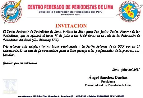 Invitacion-Misa-por-61-Aniversario-FPP – Agencia de PRENSA Lima ...