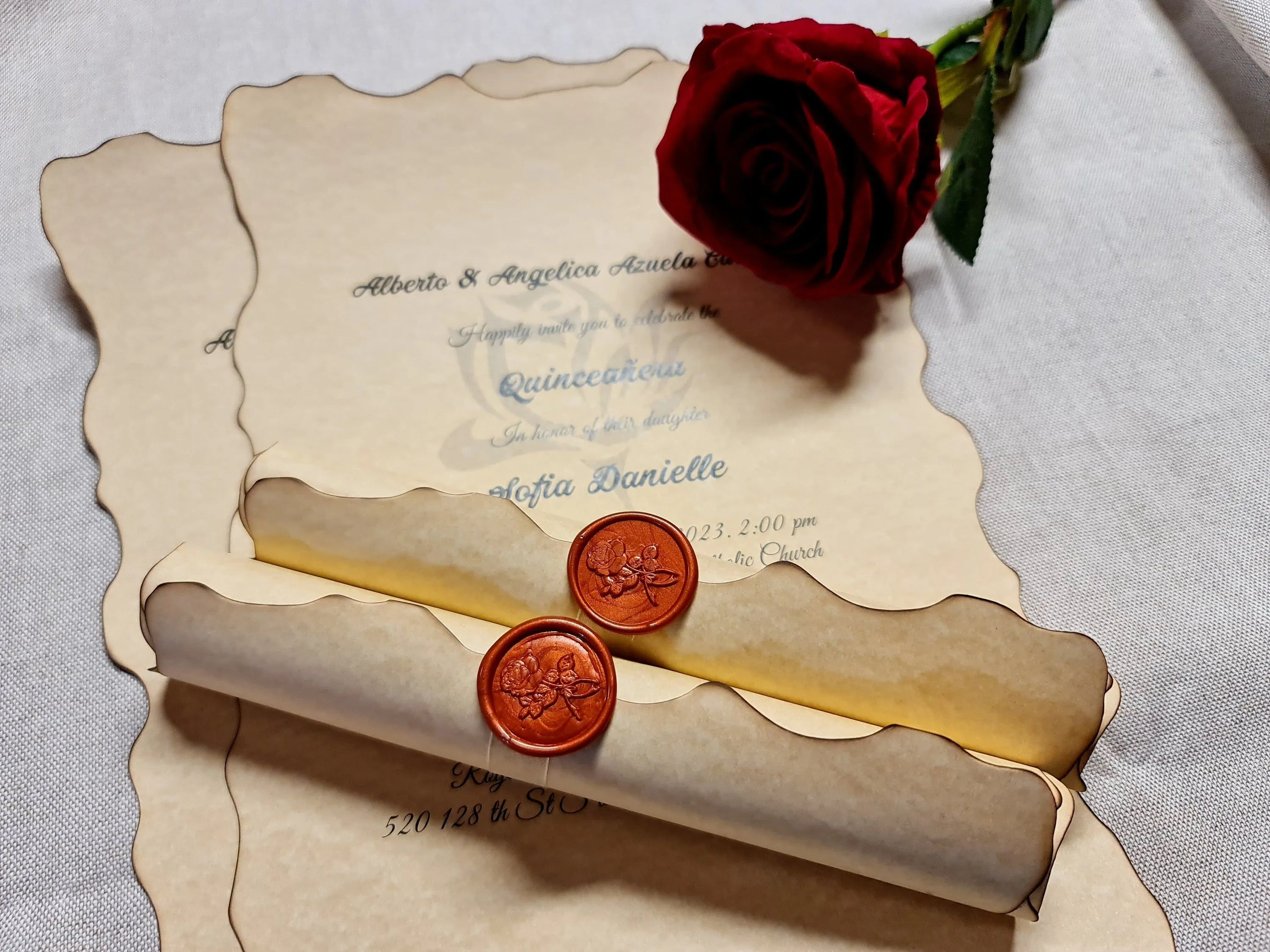 Invitación de pergamino de quinceañera hecha a mano con sello - Etsy México