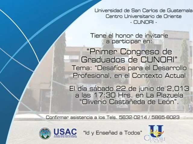 Invitación al “Primer Congreso de Graduados de CUNORI” | Centro ...