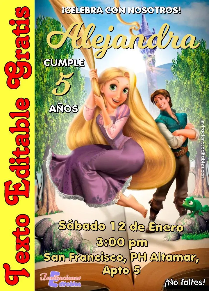 Invitación de Rapunzel 01 Gratis - Invitaciones Editables 2023 Invitación de Rapunzel 01 Gratis - Invitaciones Editables 2023