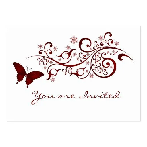Invitación roja del boda de la mariposa tarjetas de visita grandes ...