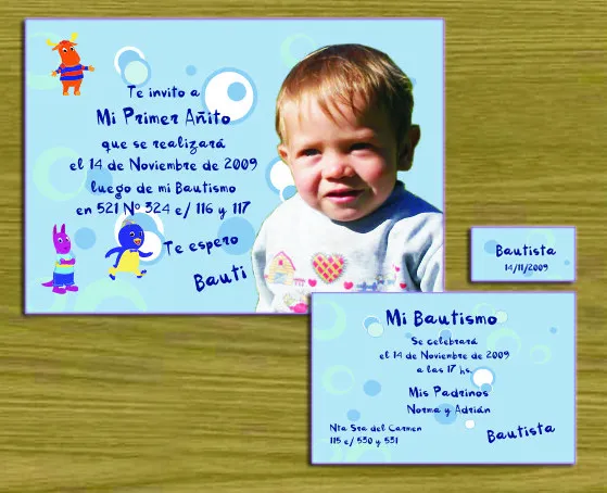 tarjeta para primer ano y bautismo tarjeta de invitacion para bautismo ...