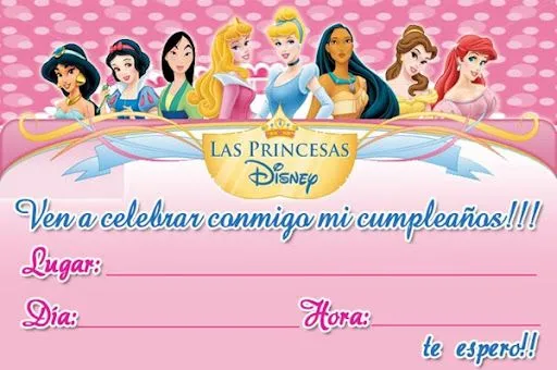 Invitaciónes para 3 años de princesas - Imagui