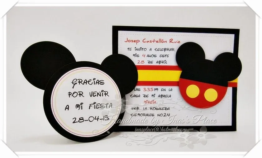 Invitaciones artesanales de Mickey Mouse - Imagui