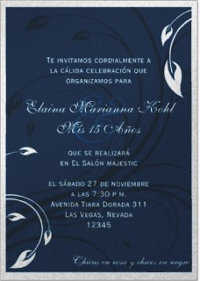 Invitaciones en azul para fiesta de 15 Años | Chica de 15