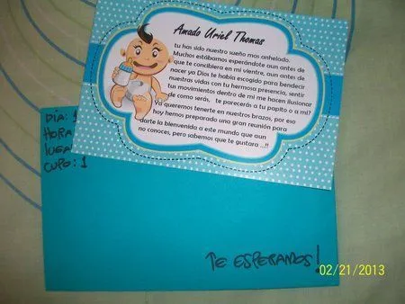 Invitaciónes baby shower hechas a mano niño - Imagui