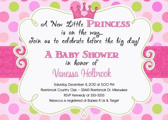 Polka Dot princesa Baby Shower invitación por PartyPopInvites