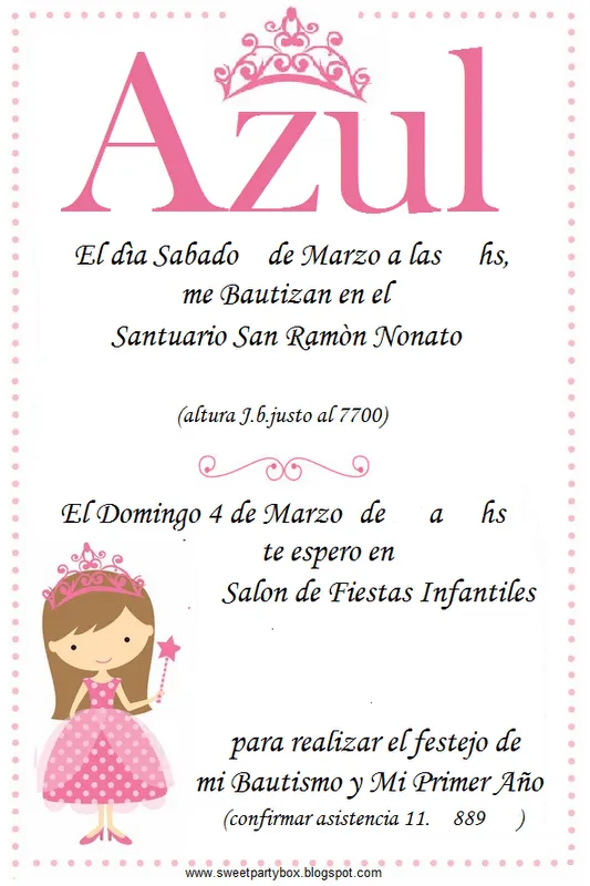 Invitaciónes para cumpleaños de princesas bebés - Imagui