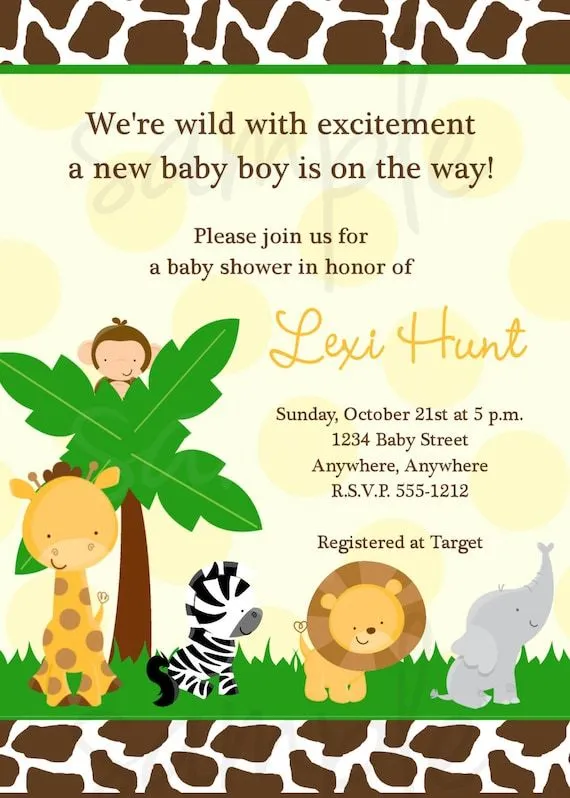 Invitaciónes safari bebé - Imagui