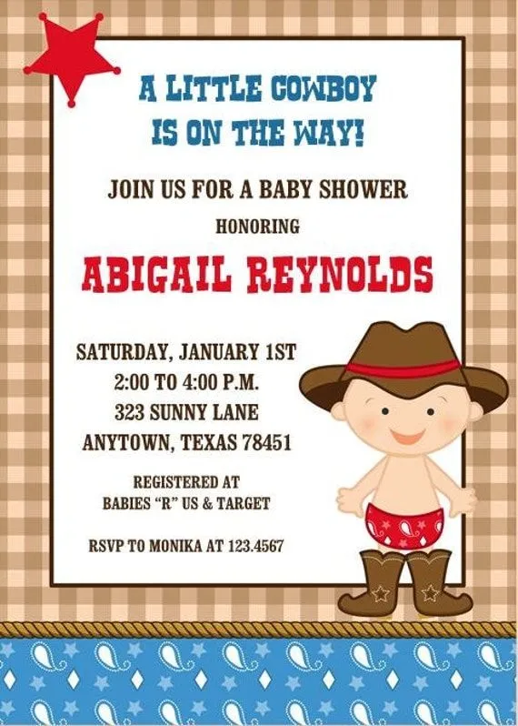 Little Cowboy Baby Shower or Birthday por PMCInvitations en Etsy