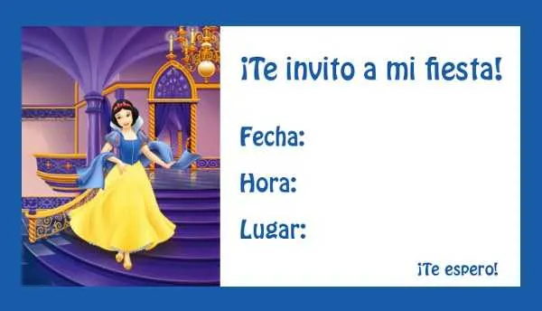 Invitaciones para imprimir de Blancanieves | Fiesta101
