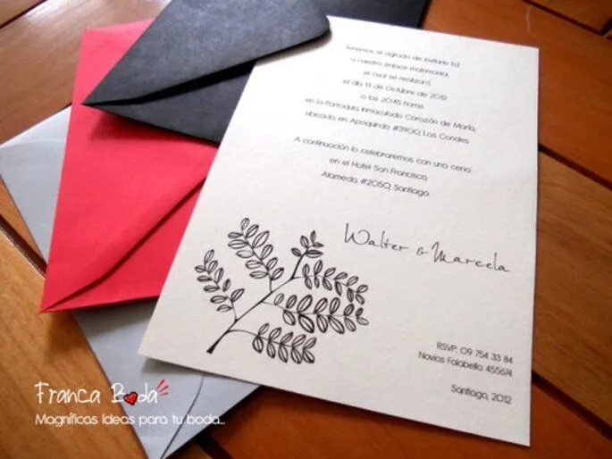 Invitaciones de boda con detalles elegantes