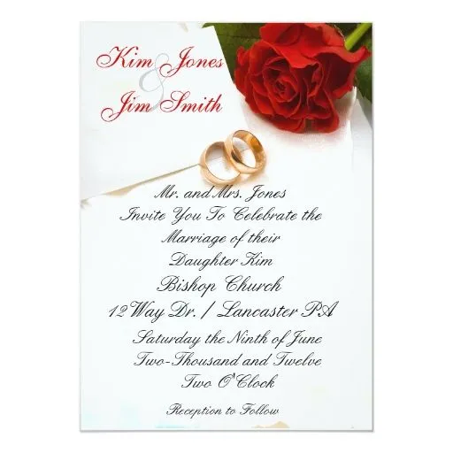invitaciones del boda del rosa rojo invitación 12,7 x 17,8 cm | Zazzle