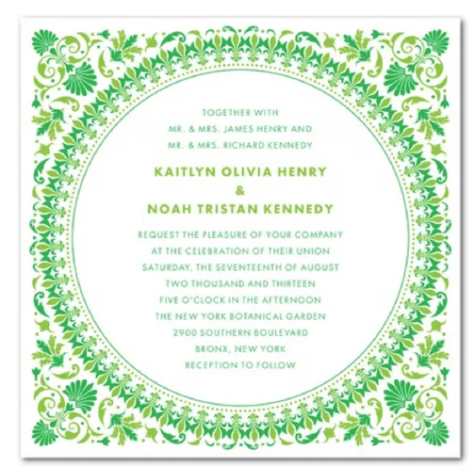 Invitaciones de boda en tono verde esmeralda, el color del año 2013